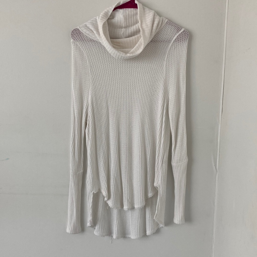 Free People White Cowl Neck Sweater